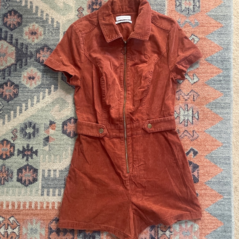 UO Tyson Short Sleeve Corduroy Playsuit